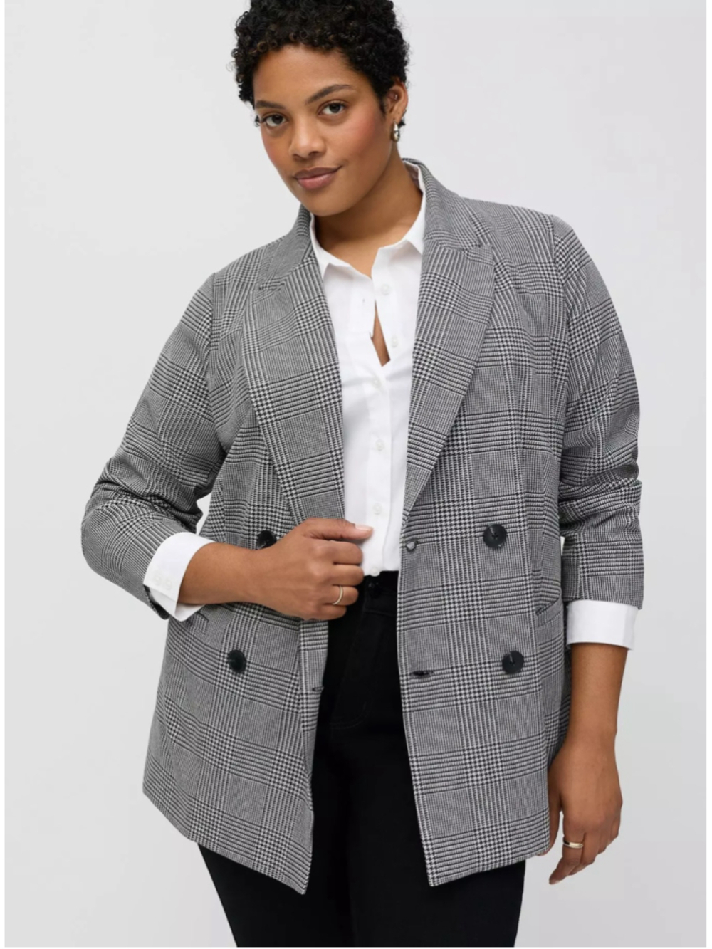 Torrid Studio New Houndstooth Glen Plaid Menswear Blazer Jacket Women 2X Stretch